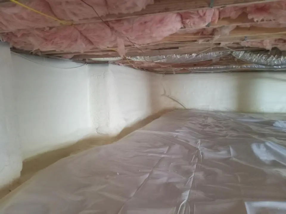 Crawl space encapsulation with closed-cell spray foam for Commercial Roof Restoration in Marble Falls